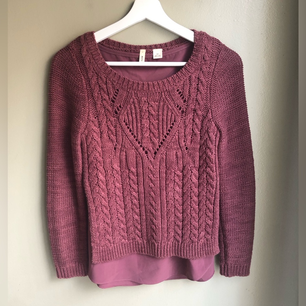 Moth Anthropologie Mauve Dusty Purple Cable Knit Sweater Size: XSP